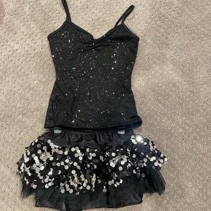 kids 2 piece sequence dance costume